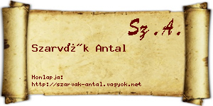 Szarvák Antal névjegykártya