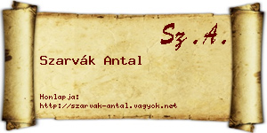 Szarvák Antal névjegykártya